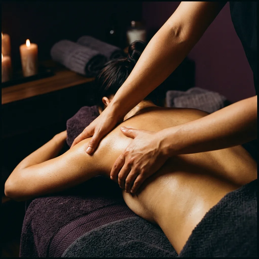 Massage treatment with deep tissue pressure